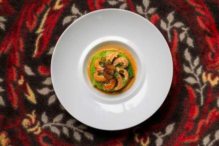 Plat du restaurant à la langoustine - Hôtel Million · Hôtel Restaurant Albertville en Savoie